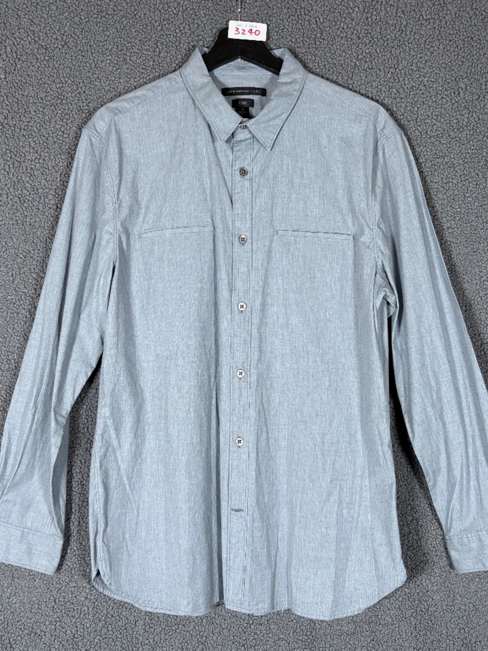 John Varvatos USA Luxe Cotton Button Up Long Sleeve Shirt - Men's Size L - Gray